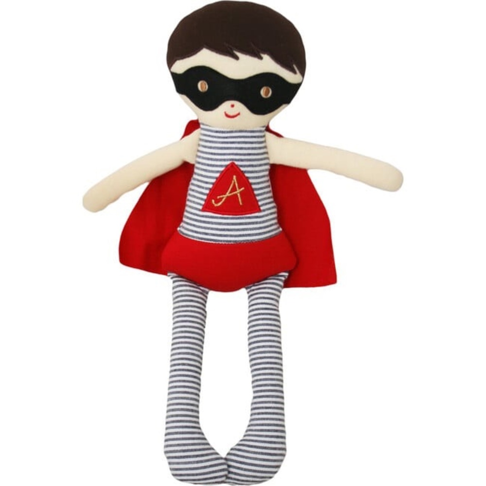 ALIMROSE Large  Red and Black Superhero Doll with Cape